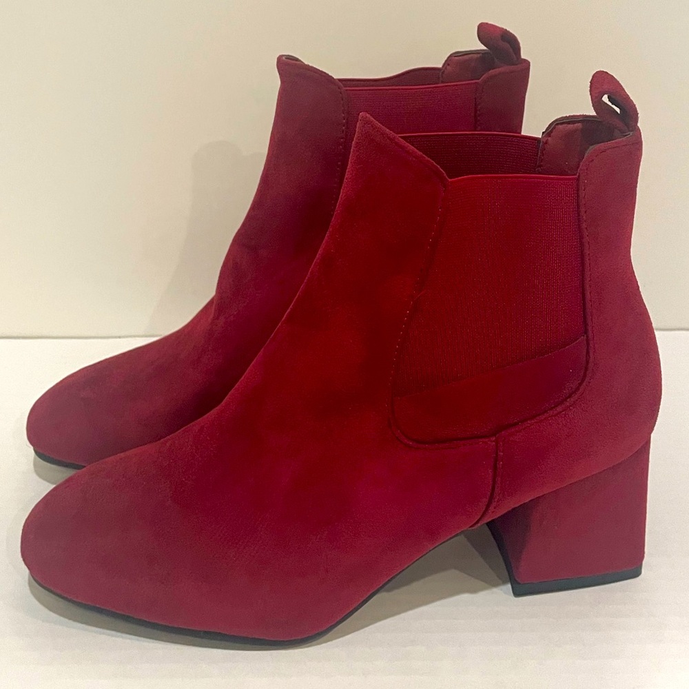 Weeboo Womens Burgundy Suede like Ankle Boots Size 8.5